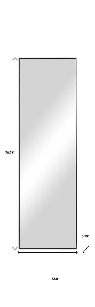71" Black Metal Leaning Framed Full Length Mirror