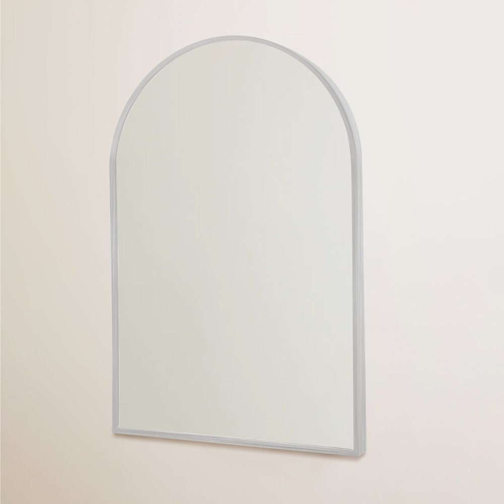 Set of Two Silver Metal Arch Framed Accent Mirrors
