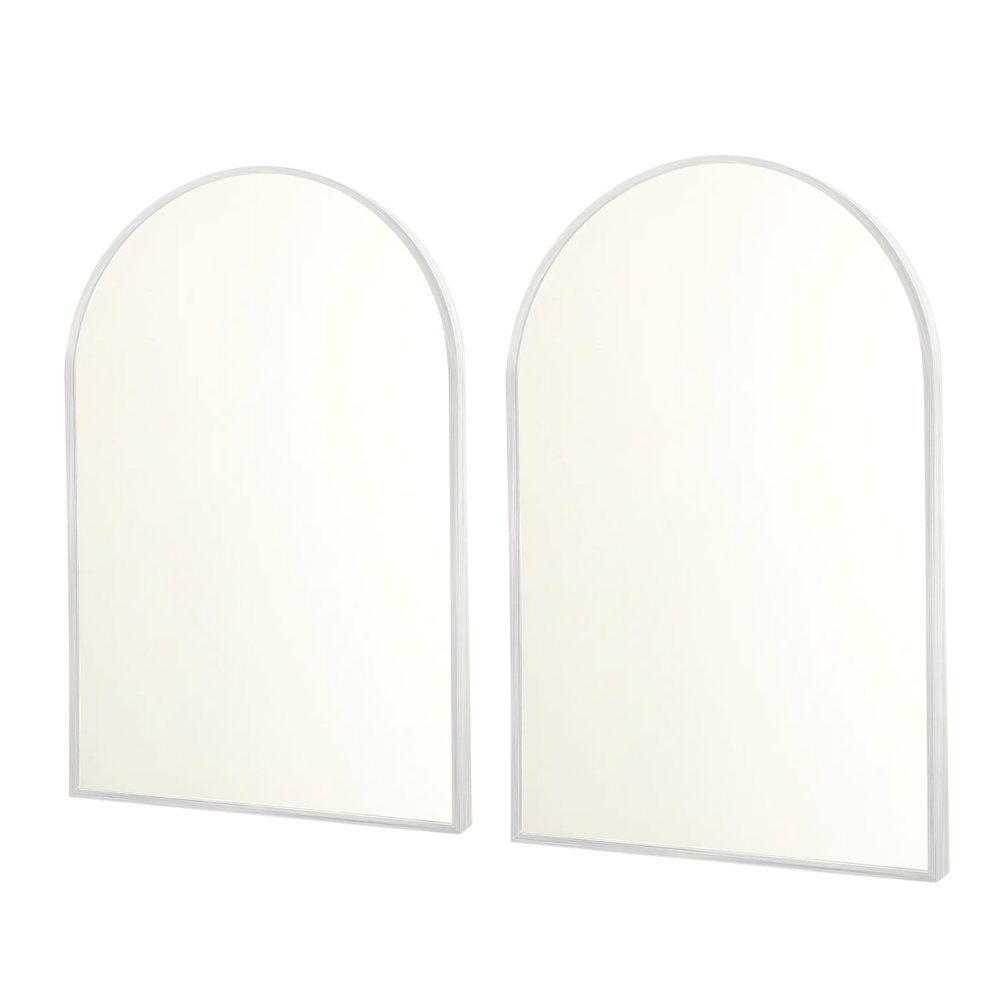 Set of Two Silver Metal Arch Framed Accent Mirrors