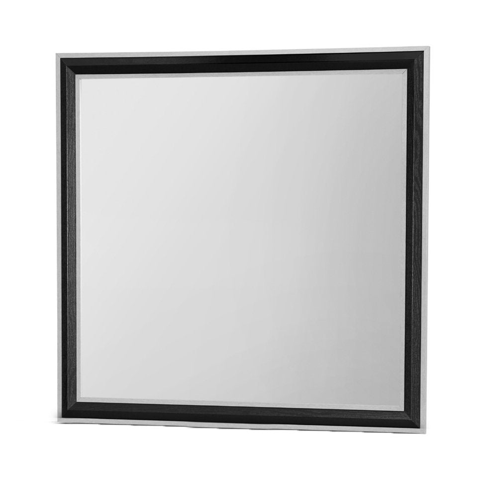 39" Black And Gray Wood Dresser Mount Framed Mirror