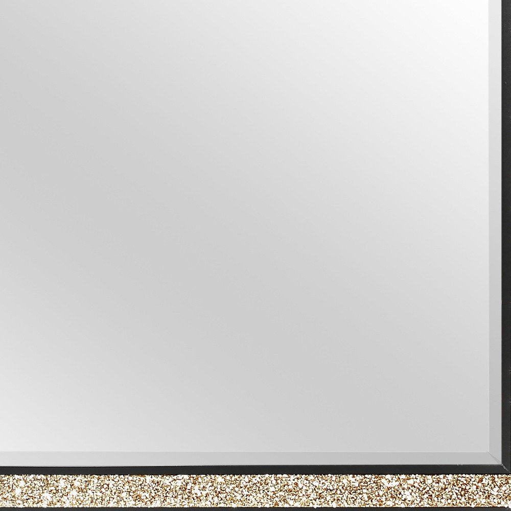 36" Black And Gold Faux Crystal And Wood Dresser Mount Framed Mirror