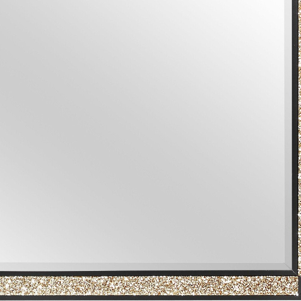 36" Black And Gold Faux Crystal And Wood Dresser Mount Framed Mirror