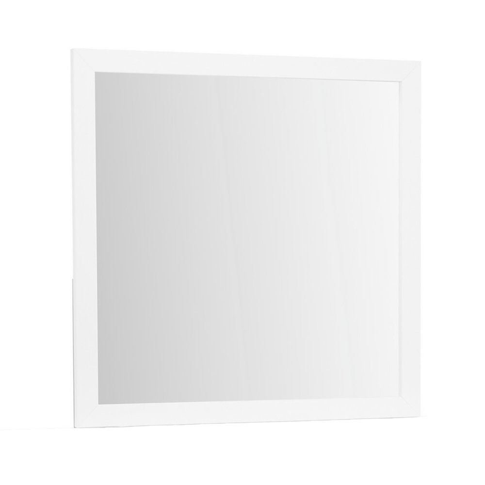 40" White Wood Square Dresser Mount Framed Mirror