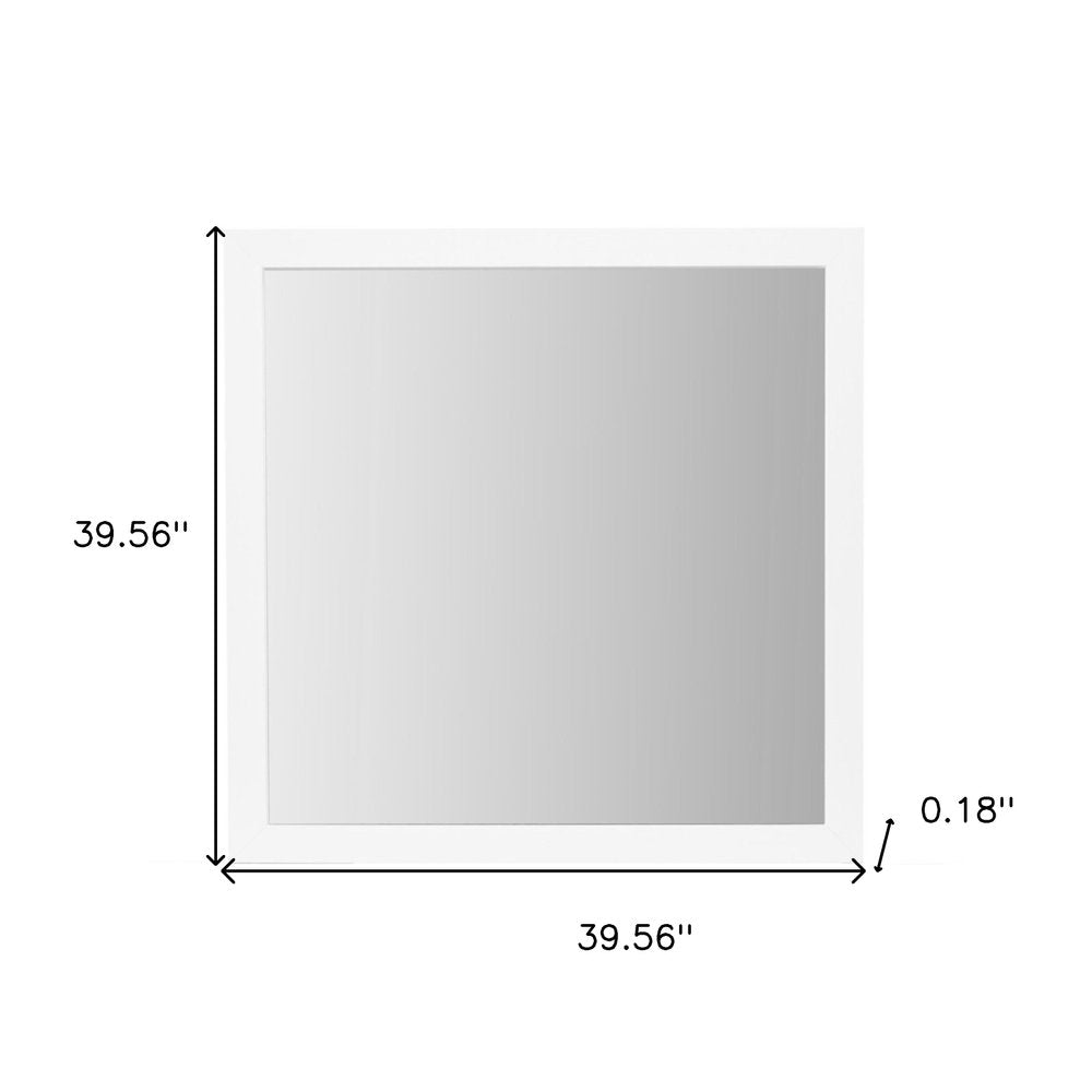 40" White Wood Square Dresser Mount Framed Mirror