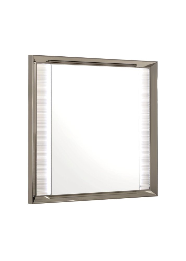 38" White And Silver Wood Lighted Dresser Mount Framed Mirror