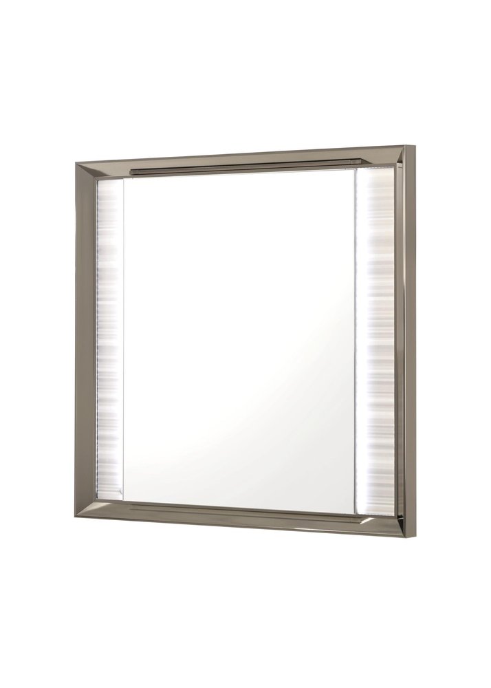 38" White And Silver Wood Lighted Dresser Mount Framed Mirror