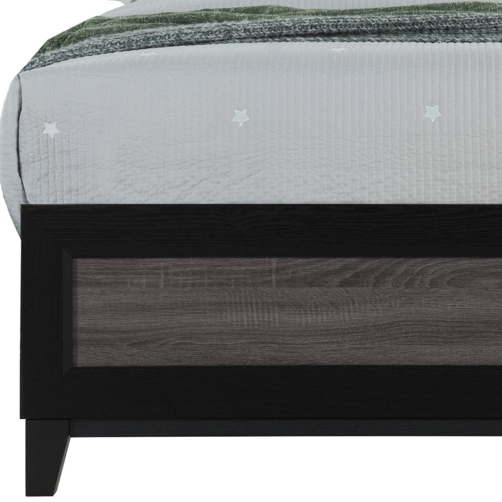 Black And Gray Inlaid Panels Full Bed Frame