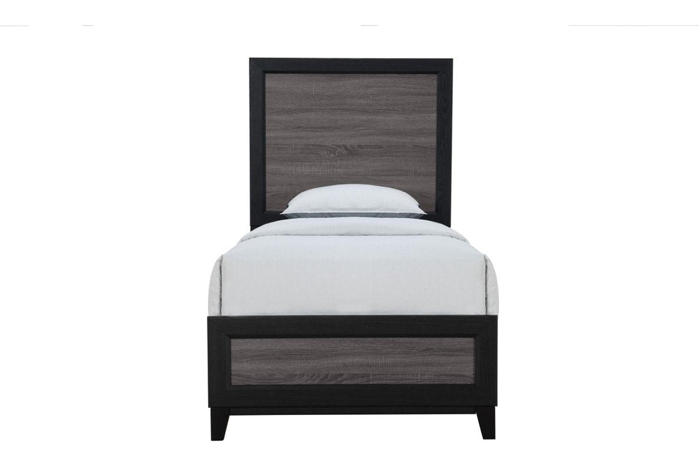 Black And Gray Inlaid Panels Queen Bed Frame