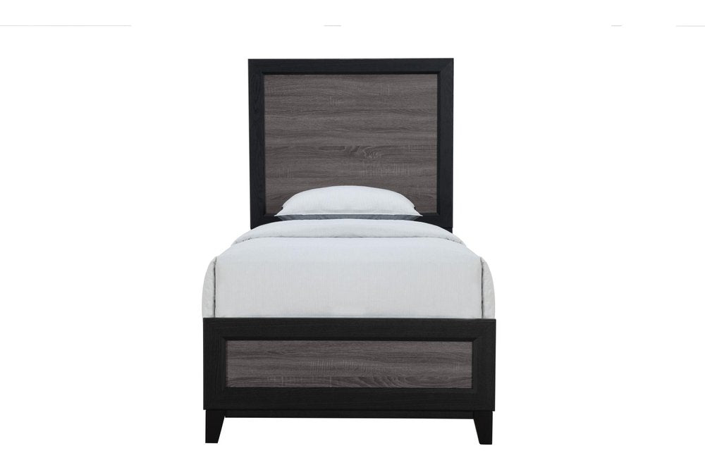 Black And Gray Inlaid Panels Queen Bed Frame