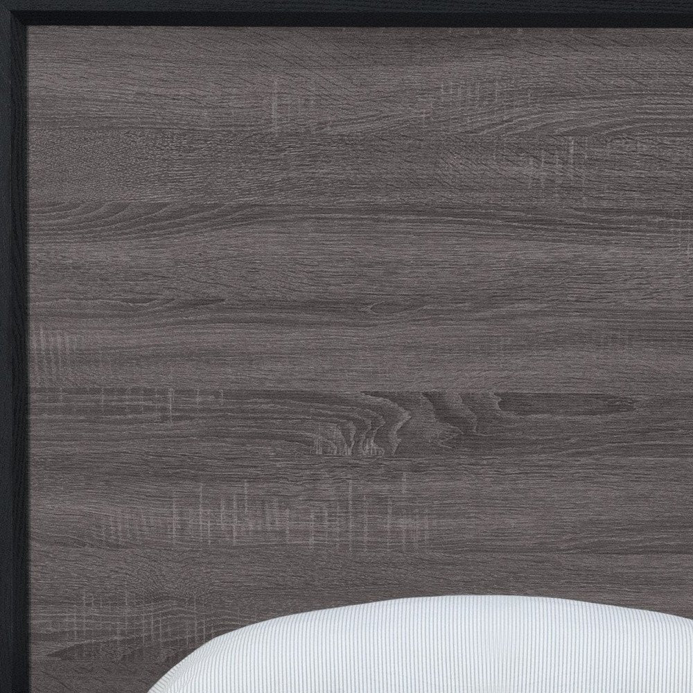 Black And Gray Inlaid Panels Queen Bed Frame