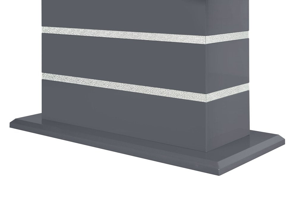 47" Dark Gray Silver And Black Glass Faux Crystal And Wood Square Bar Table