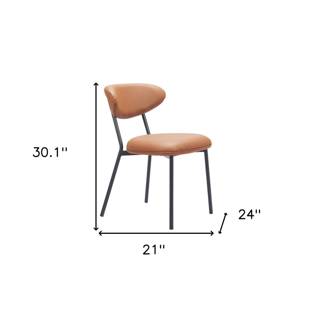 Set of Two Brown and Black Faux Leather Open Back Dining Side Chairs