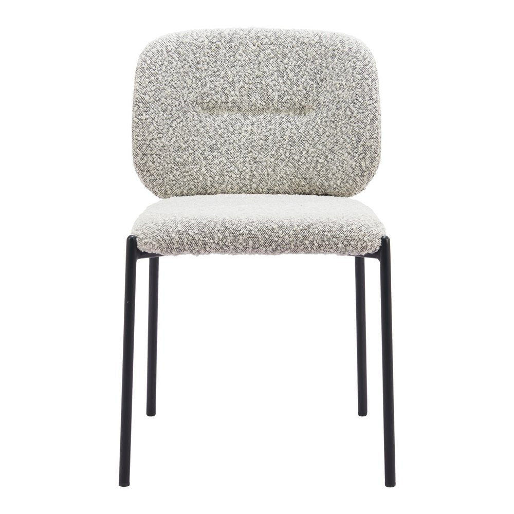 Set of Two Gray and Black Upholstery Dining Side Chairs