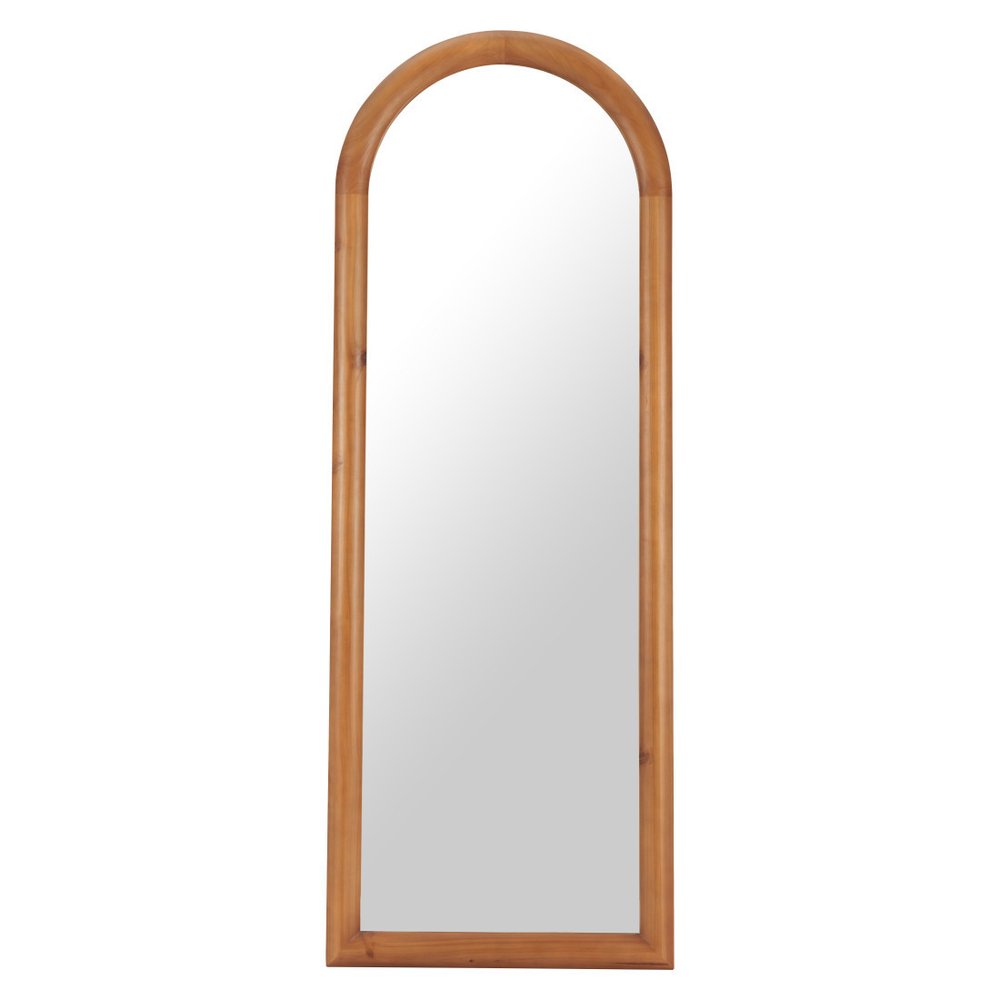66" Natural Solid Wood Arch Framed Full Length Mirror