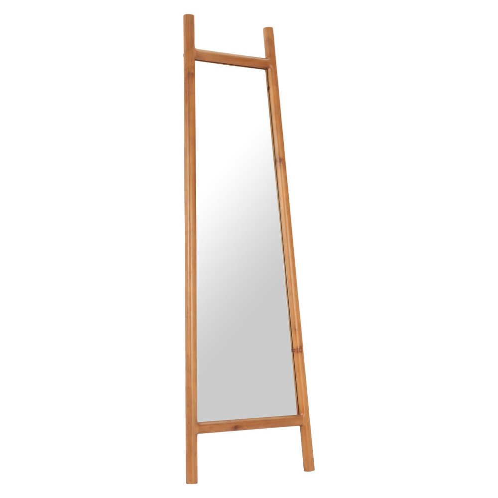 70" Natural Solid Wood Leaning Geometric Framed Standing Mirror