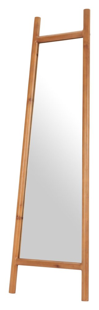 70" Natural Solid Wood Leaning Geometric Framed Standing Mirror
