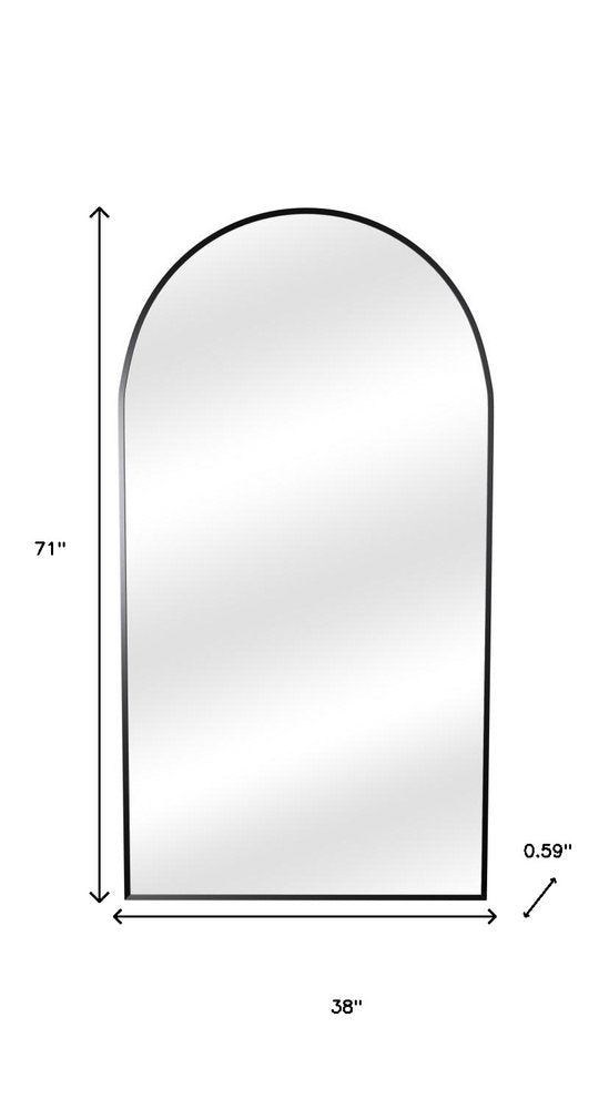71" Black Metal Arch Freestanding Framed Full Length Mirror