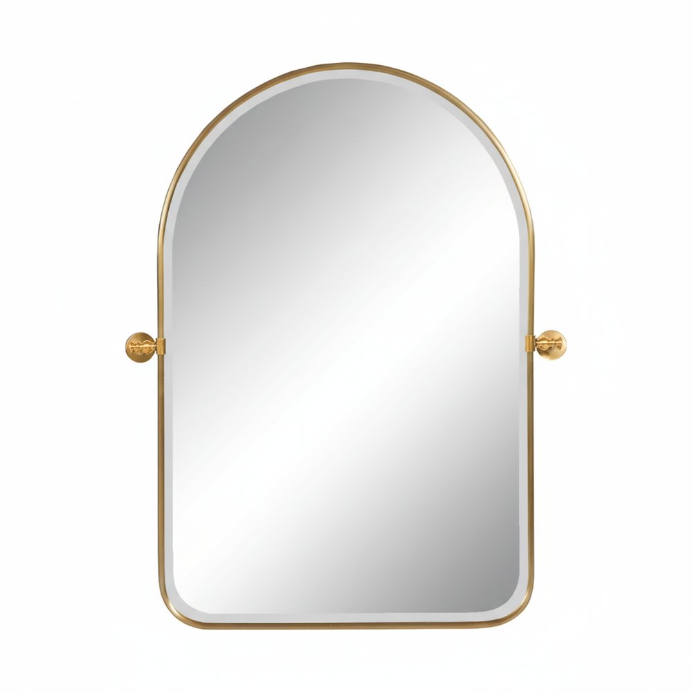 36" Gold Iron Arch Tilting Framed Bathroom Vanity Mirror