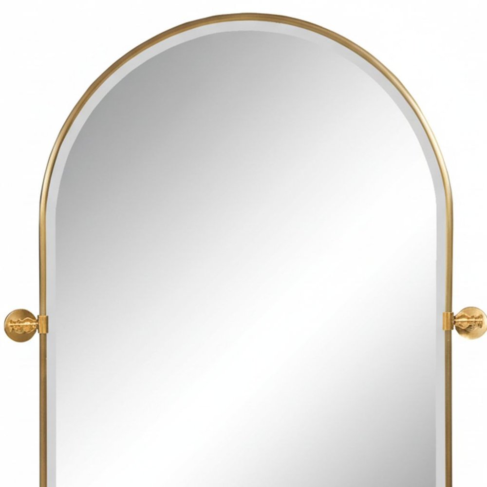 36" Gold Iron Arch Tilting Framed Bathroom Vanity Mirror