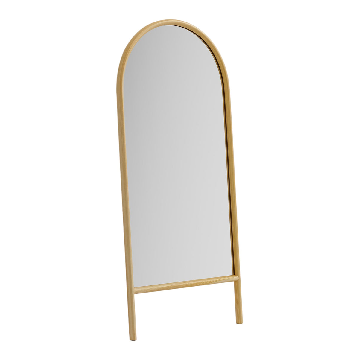 71" Natural Solid Wood Arch Freestanding Framed Full Length Mirror