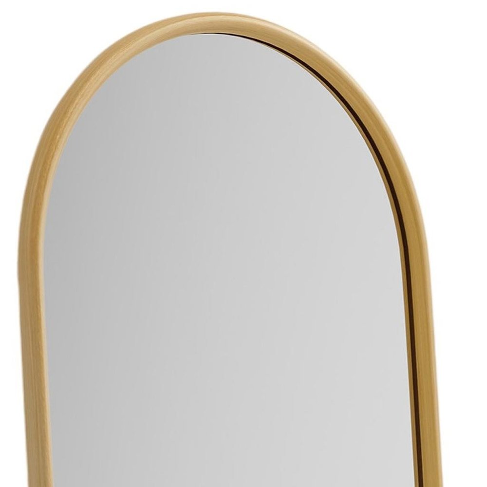 71" Natural Solid Wood Arch Freestanding Framed Full Length Mirror