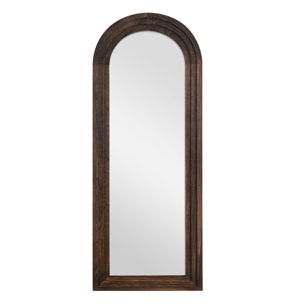 71" Brown Solid Wood Arch Freestanding Framed Full Length Mirror