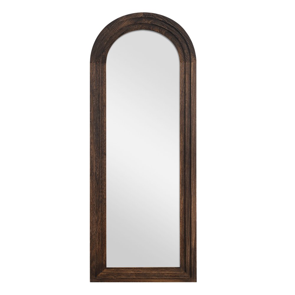 71" Brown Solid Wood Arch Freestanding Framed Full Length Mirror