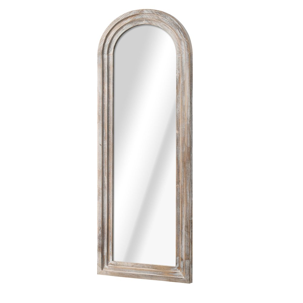 71" White Solid Wood Arch Freestanding Framed Full Length Mirror