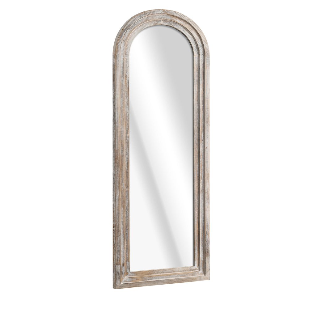71" White Solid Wood Arch Freestanding Framed Full Length Mirror