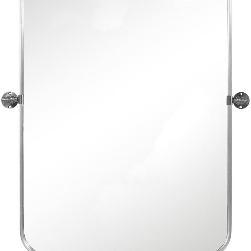 Set of Two 32" Silver Metal Framed Accent Mirrors