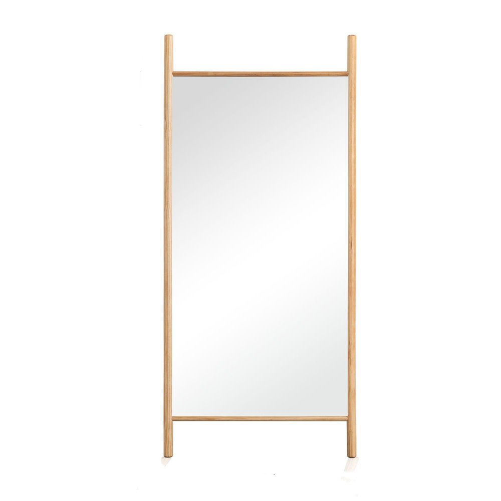 71" Natural Solid Wood Novelty Leaning Framed Full Length Mirror