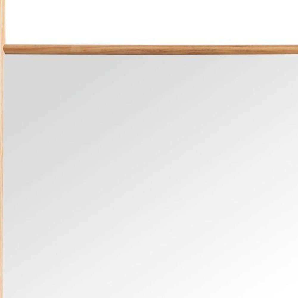 71" Natural Solid Wood Novelty Leaning Framed Full Length Mirror