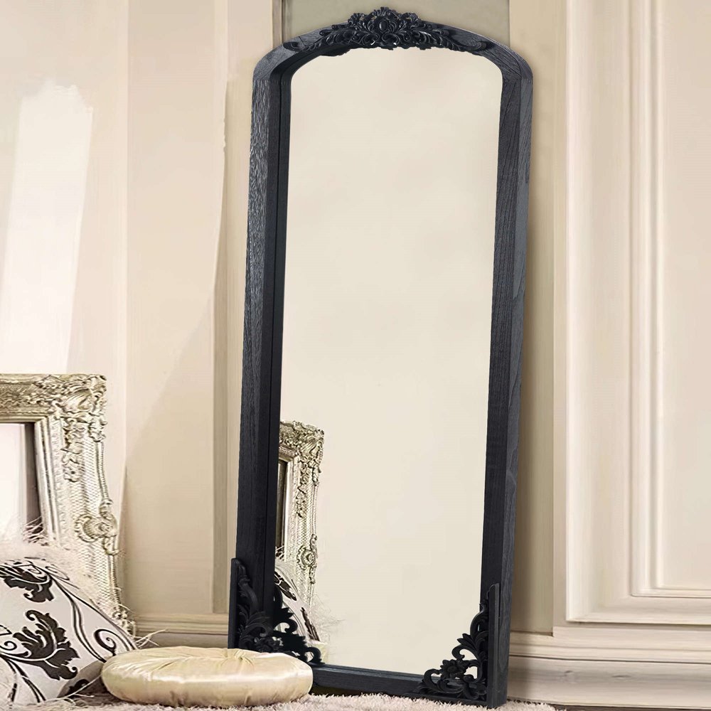 67" Black Solid Wood Framed Full Length Mirror