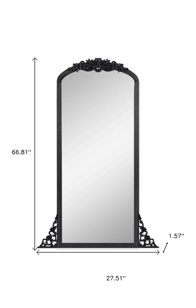 67" Black Solid Wood Framed Full Length Mirror