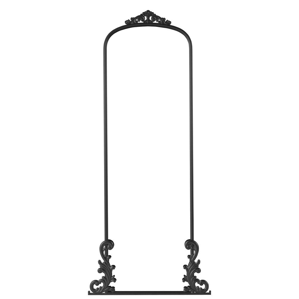 68" Black Metal Arch Framed Full Length Mirror