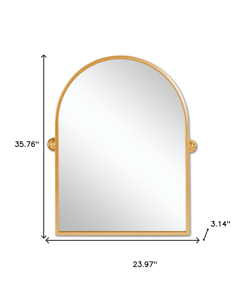 36" Gold Metal Arch Tilting Framed Accent Mirror