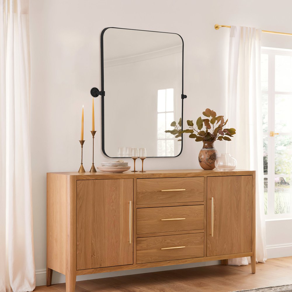 36" Black Metal Tilting Framed Accent Mirror