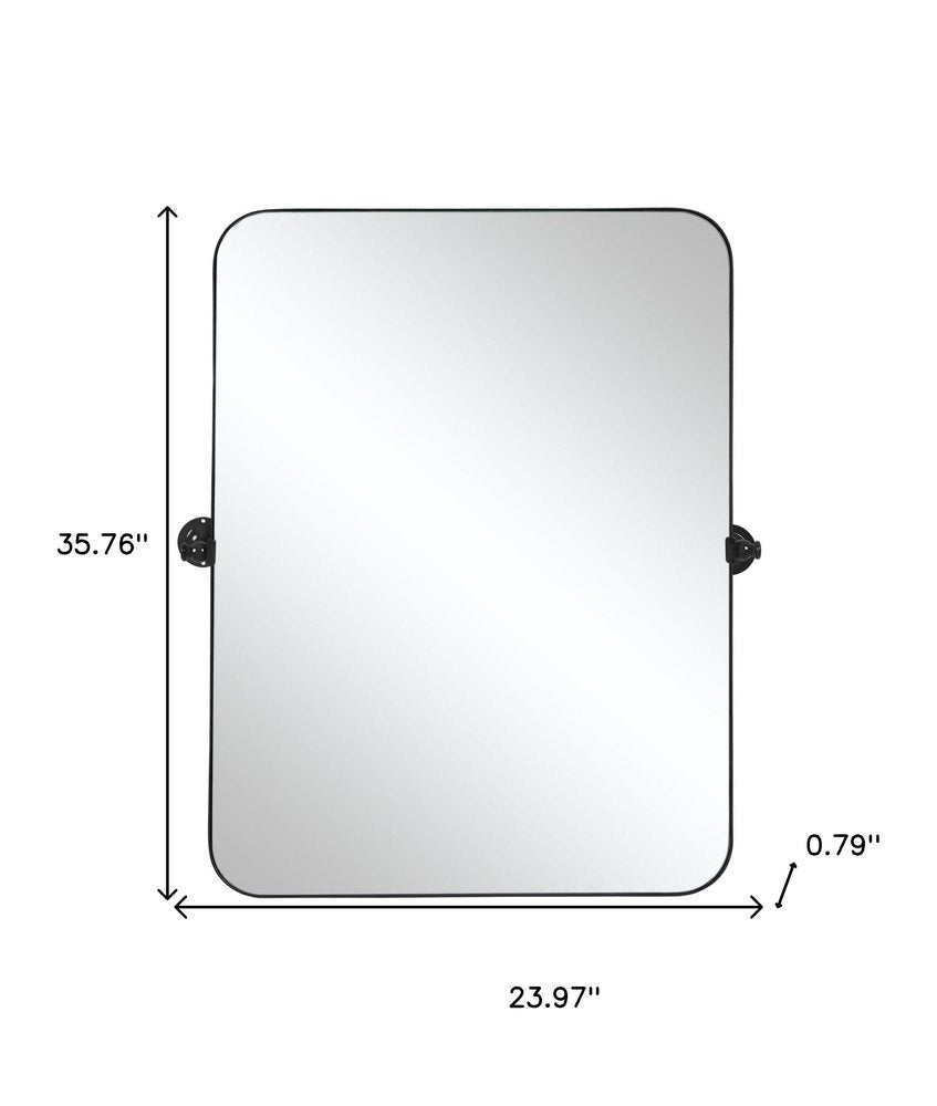 36" Black Metal Tilting Framed Accent Mirror