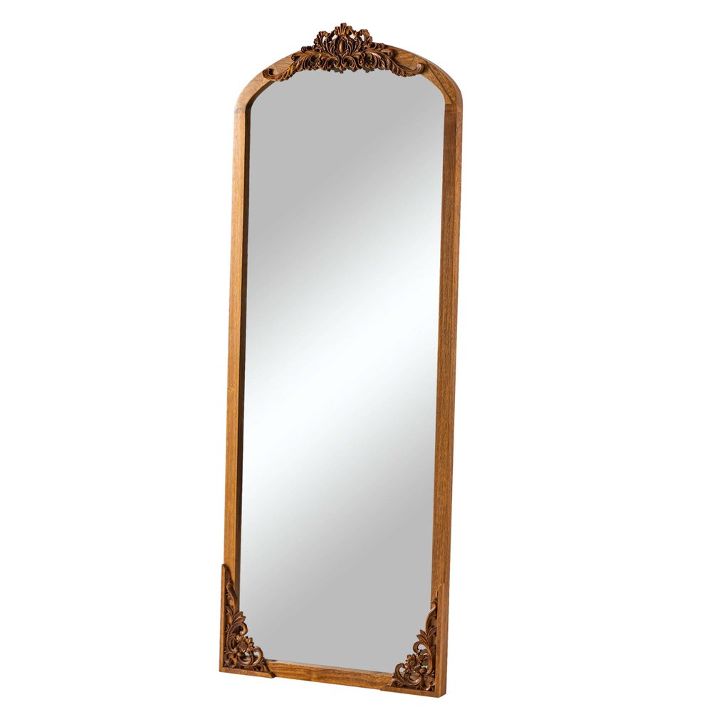 64" Brown Solid Wood Framed Full Length Mirror