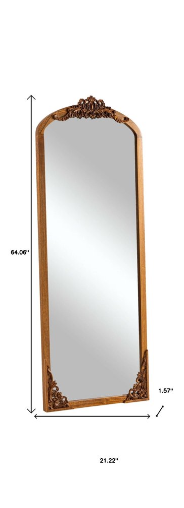 64" Brown Solid Wood Framed Full Length Mirror