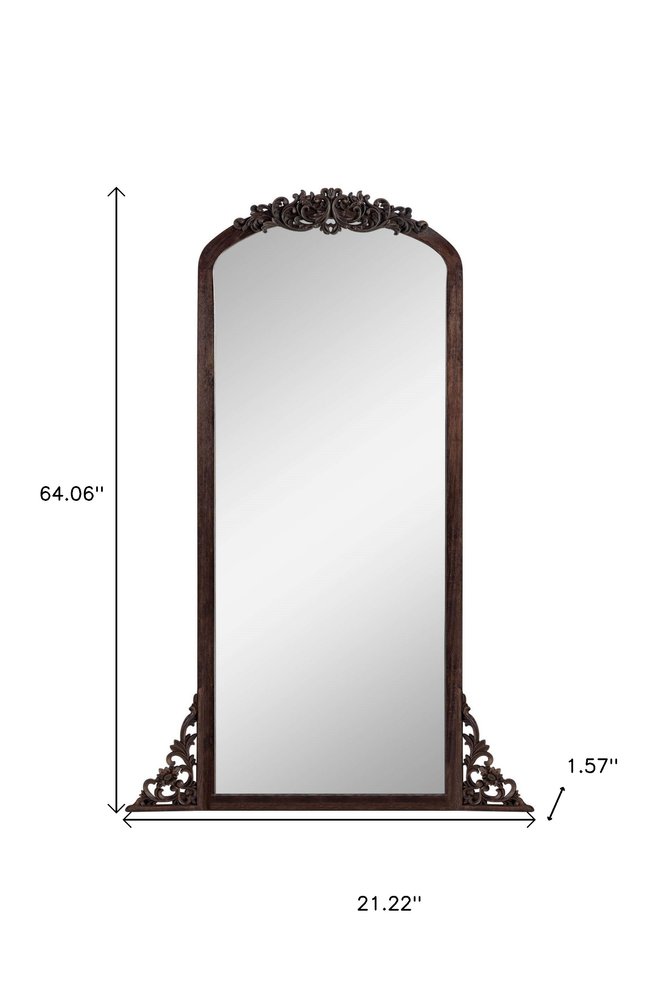 64" Brown Solid Wood Framed Full Length Mirror