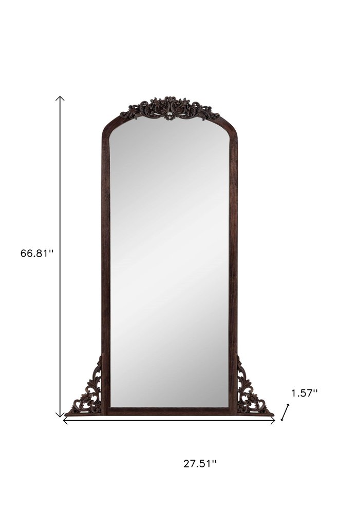 67" Brown Solid Wood Framed Full Length Mirror