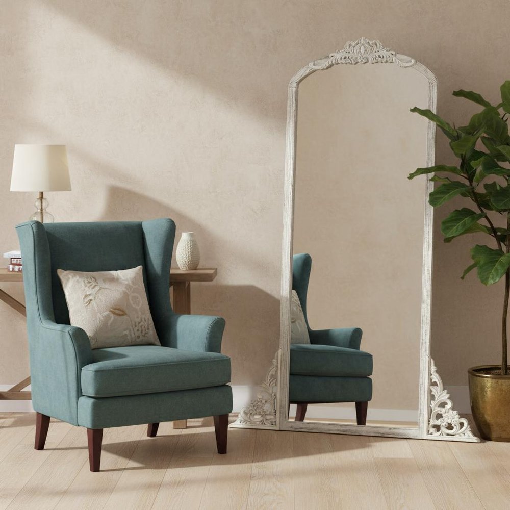 67" White Solid Wood Framed Full Length Mirror