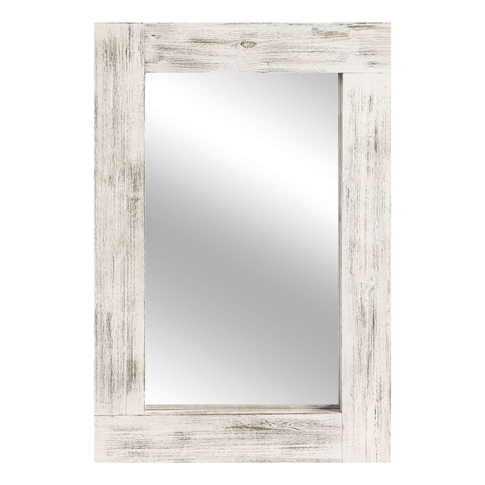 Set of Two White Solid Wood Framed Accent Mirror