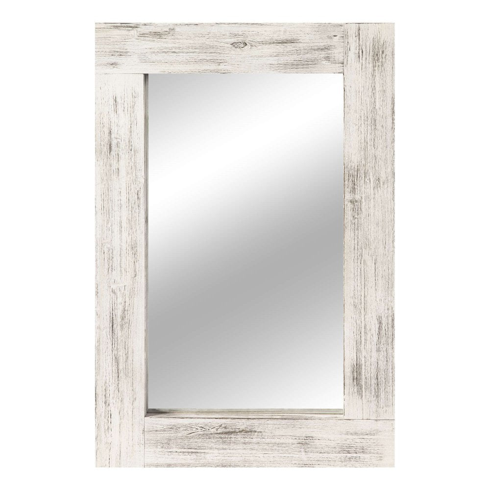 Set of Two White Solid Wood Framed Accent Mirror