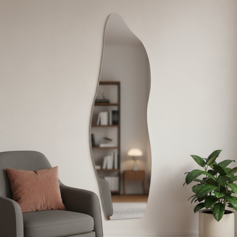64" Clear Abstract Frameless Accent Mirror