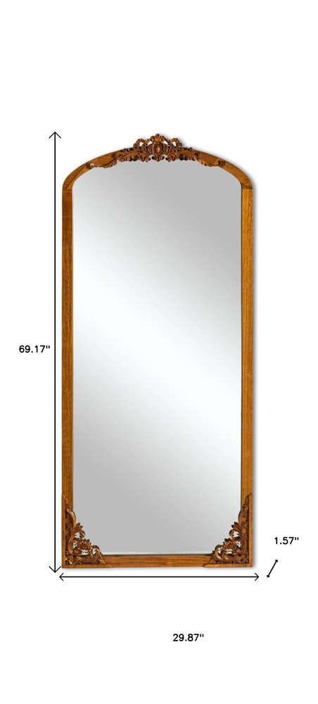 69" Brown Solid Wood Framed Full Length Mirror