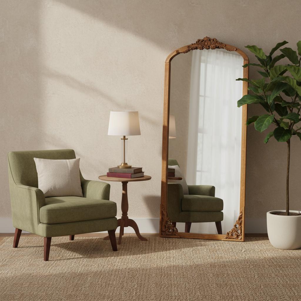 69" Brown Solid Wood Framed Full Length Mirror