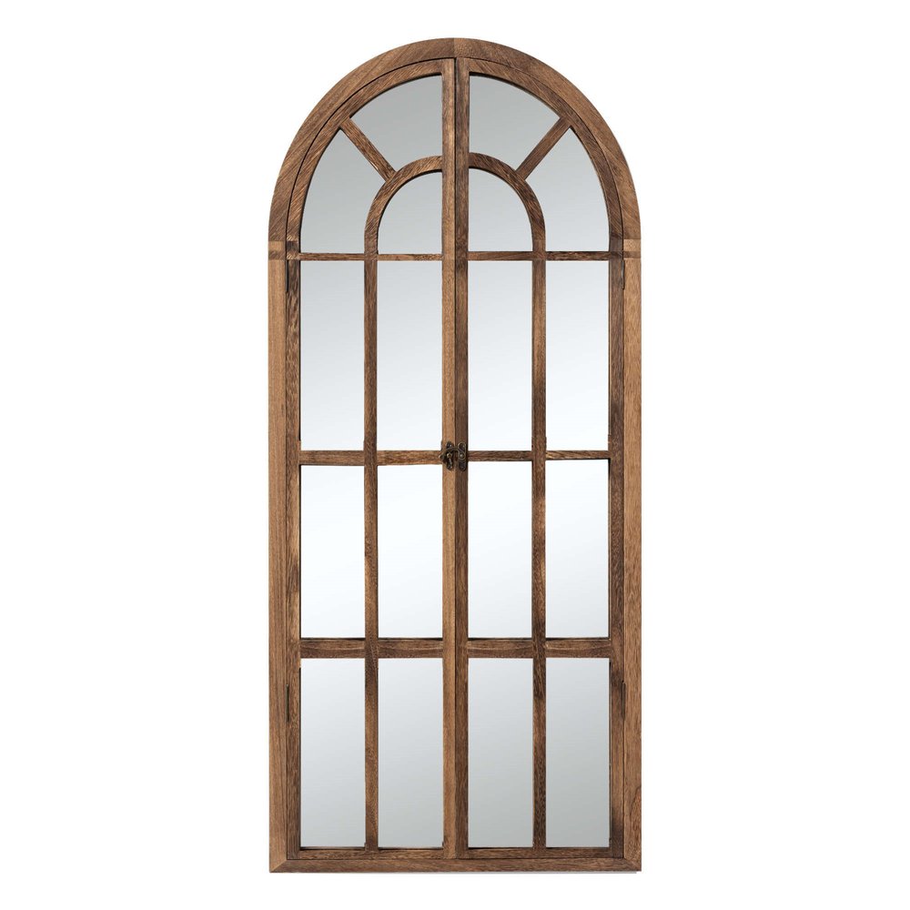 71" Brown Solid Wood Arch Framed Full Length Mirror