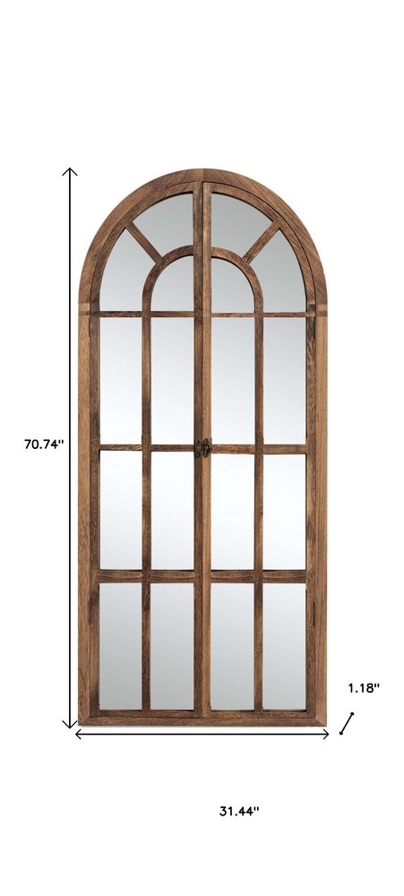 71" Brown Solid Wood Arch Framed Full Length Mirror